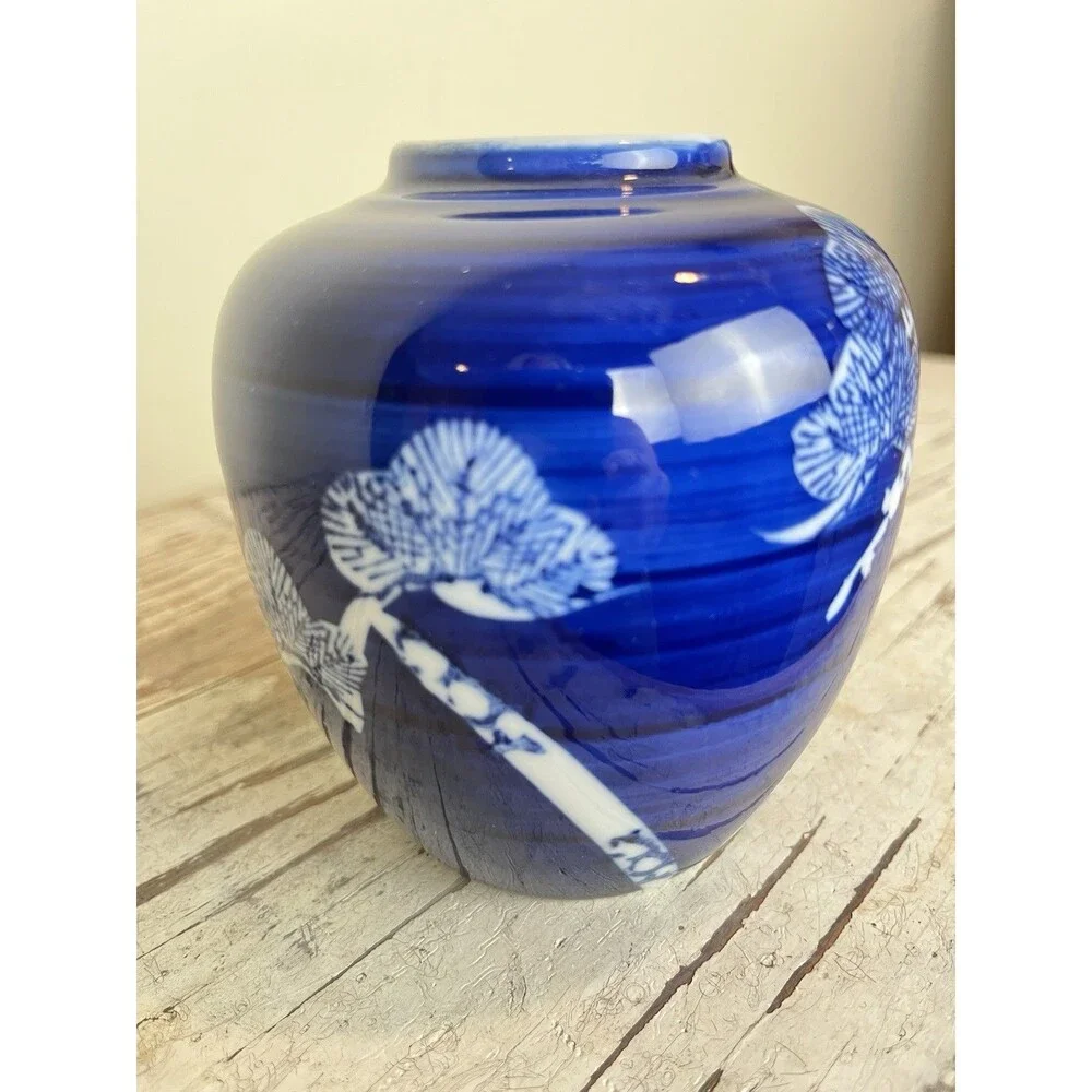 Vintage Takahashi San Francisco Hand-Painted Porcelain Bonsai Tree Vase